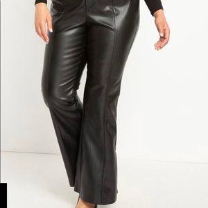 ELOQUII FAUX LEATHER FLARE PANTS